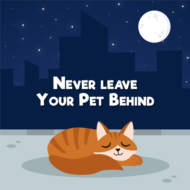Never leave your pet behind concept illustration with cat