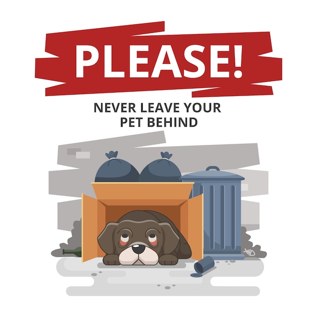 Free vector never leave your pet behind sad illustration