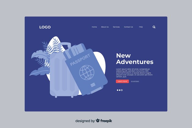 New adventures travel landing page