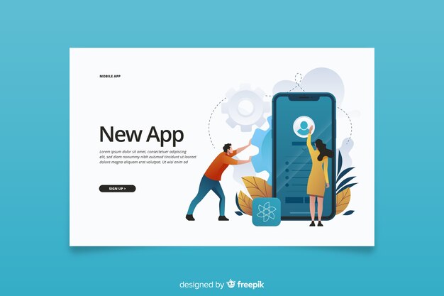 New app for mobile phones landing page