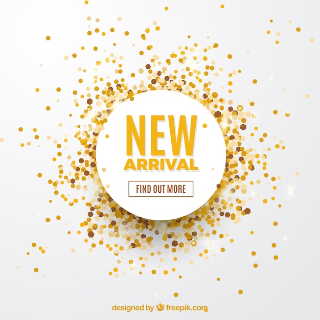 Free vector new arrival concept background with golden confetti