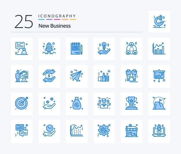 New Business 25 Blue Color icon pack including employee bulb competitive safe business
