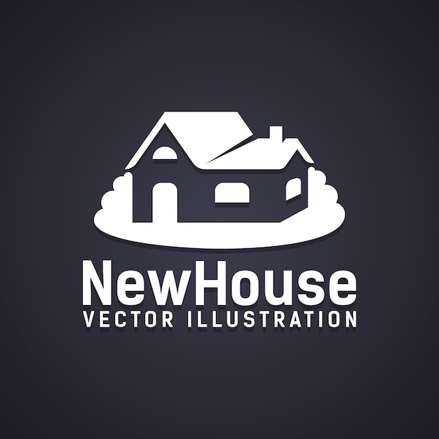 New House icon with text below - New House  vector illustration - depicting a property purchase  ownership or a new build construction