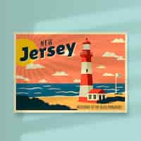 Free vector new jersey postcard illustration