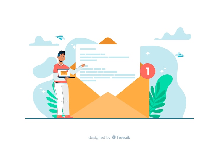 Free Vector new message concept for landing page