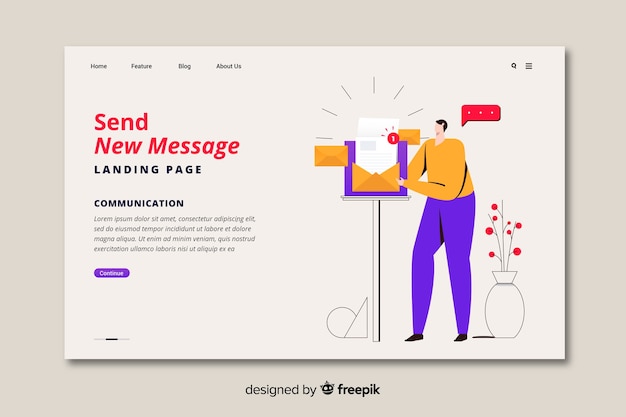 New message concept for landing page