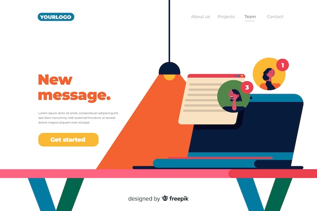 New message landing page concept