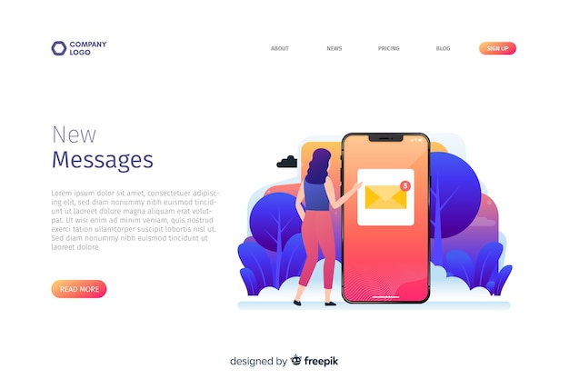 New message landing page concept