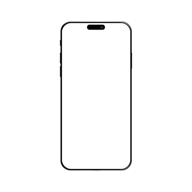 흰색 모바일 템플릿 벡터에 고립 된 새로운 현대 현실적인 전면 보기 검은 아이폰 이랑
