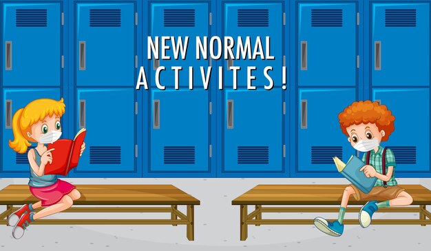 New Normal Activities with students keep social distancing in the classroom