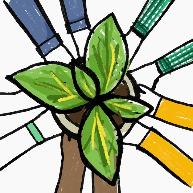 Vettore gratuito nuovo vettore di doodle di hobby normale, concetto di riforestazione