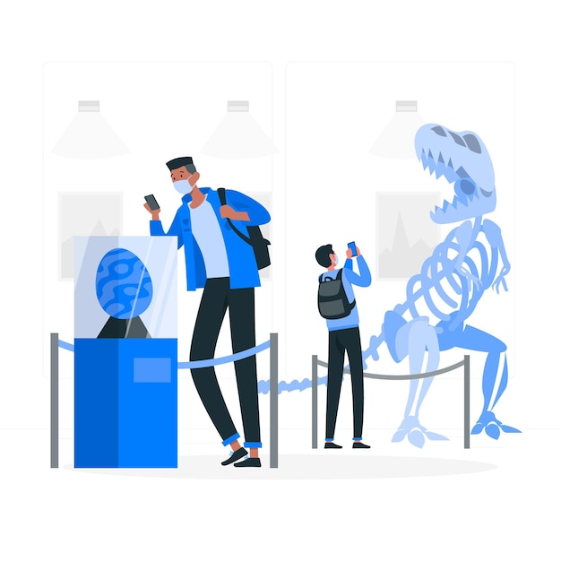 Free vector new normal in museums (covid) concept illustration