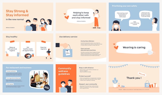 New normal presentation template vector set