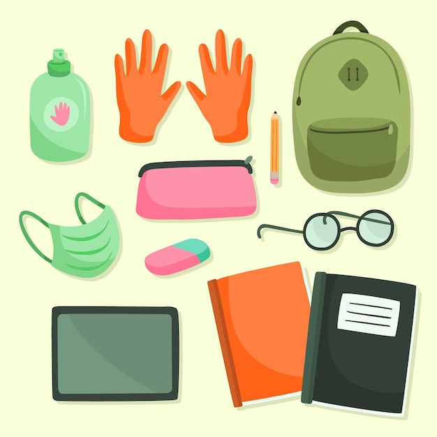 Free vector new normal school supplies