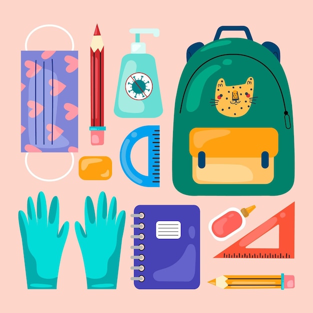 Free vector new normal school supplies