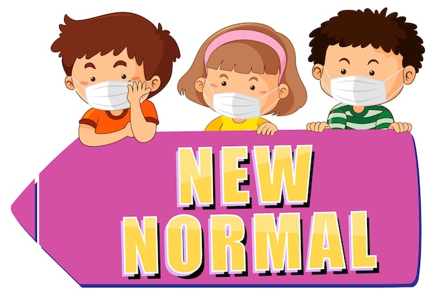 New normal with children wearing mask