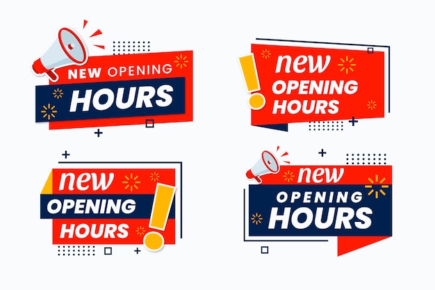 New opening hours sign collection