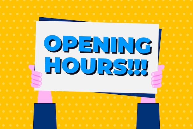 New opening hours sign