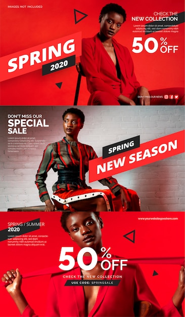 Free vector new season sale banner template collection