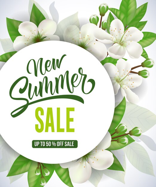 New summer sale Up to fifty percent off sale lettering. 