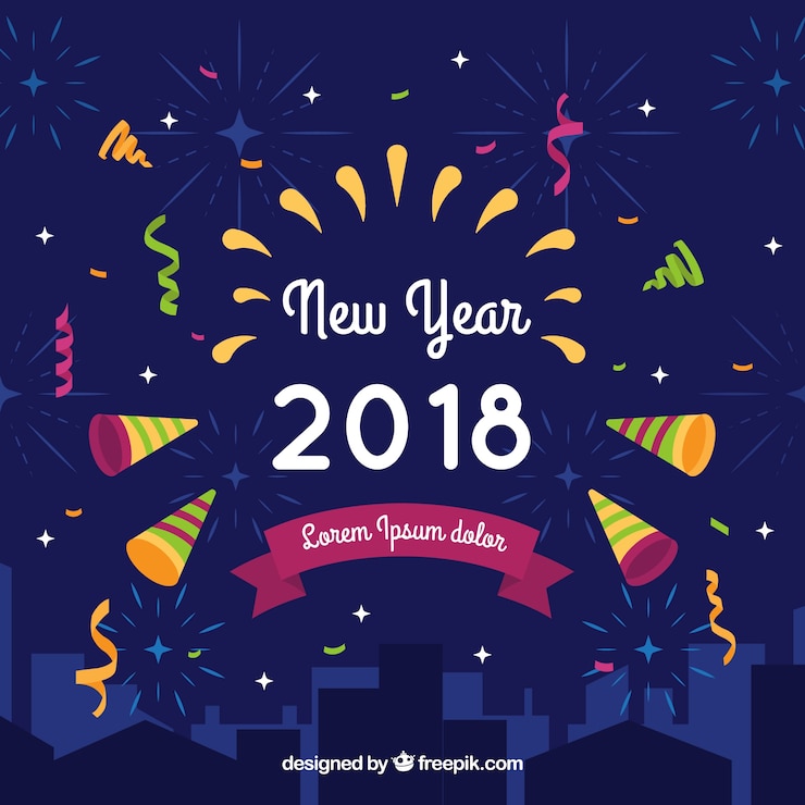 免費 Vector 2018 年新年 背景: 糖果