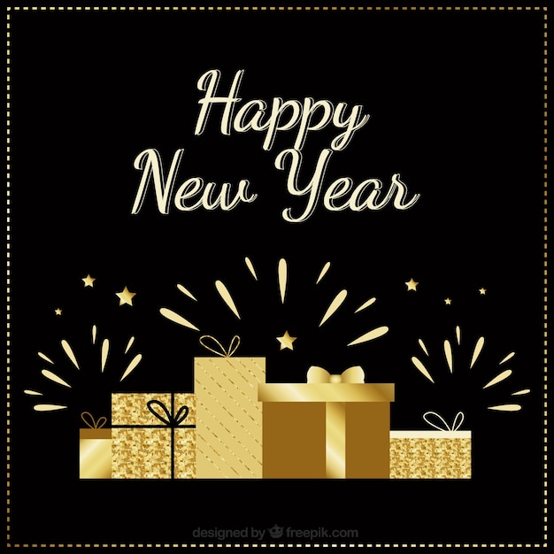 Free vector new year 2018 background with golden bow
