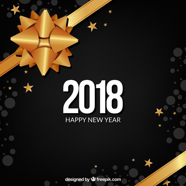 New year 2018 background with golden bow