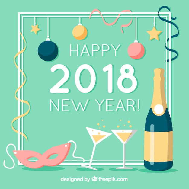 Бесплатное векторное изображение Новый год 2018 фон