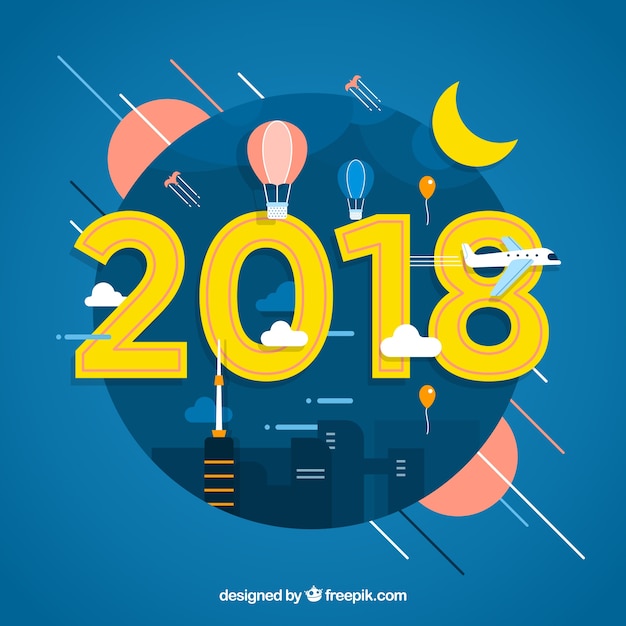 Free vector new year 2018 background