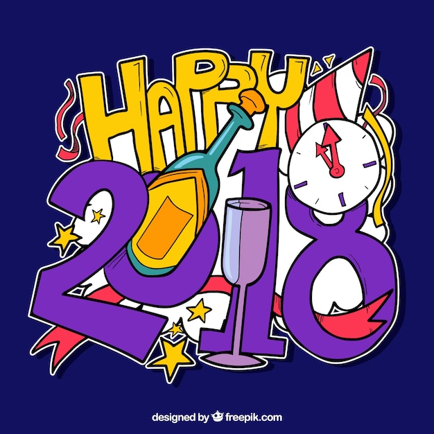 Free vector new year 2018 celebration background