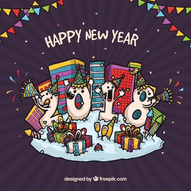 Free vector new year 2018 celebration background