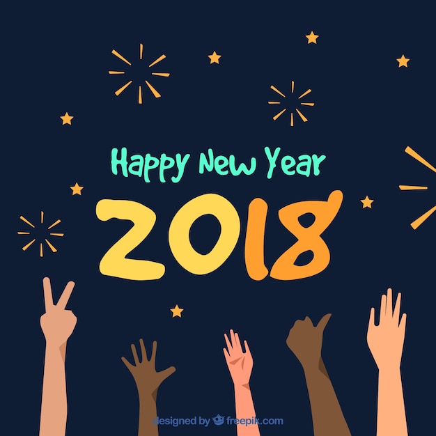 New year 2018 design with hands