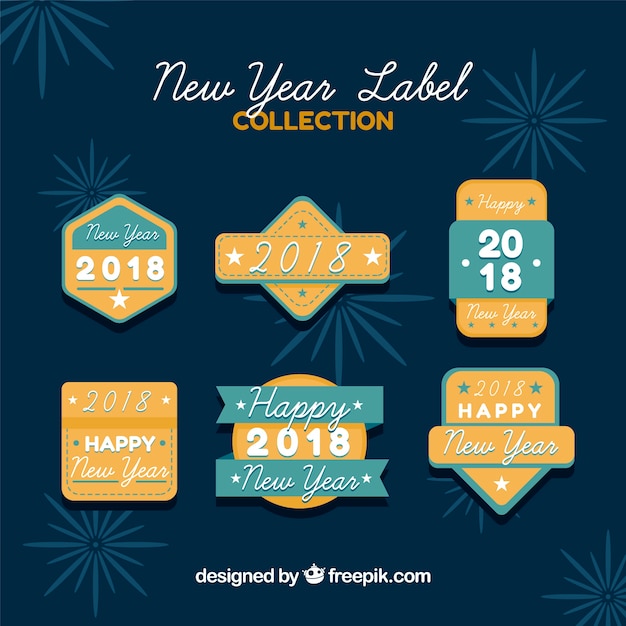 Free vector new year 2018 label collection