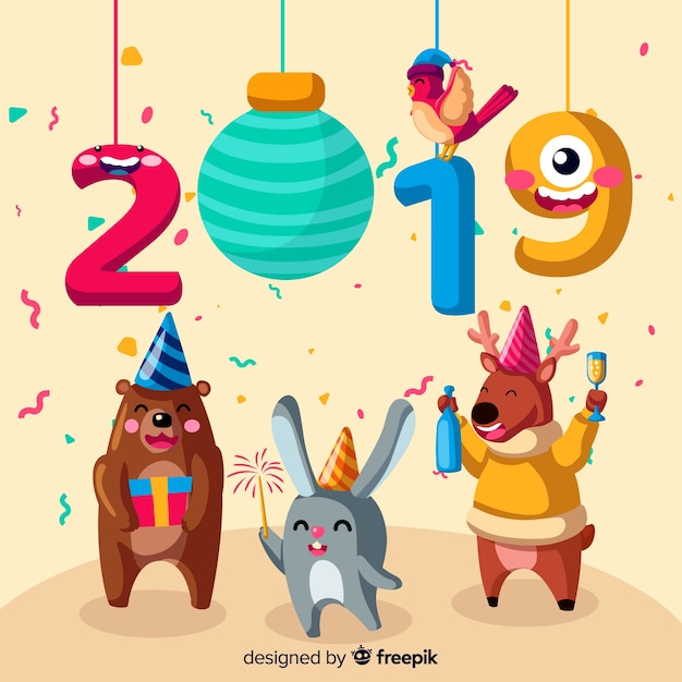 Новый год 2019 фон животных