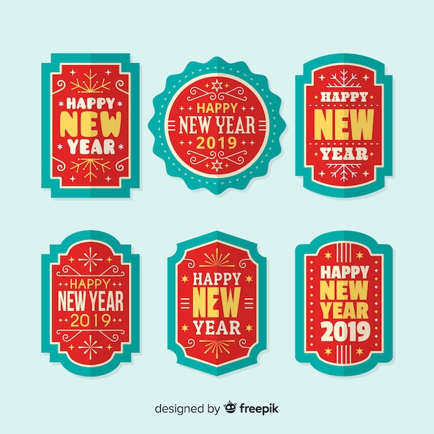 New year 2019 badge collection