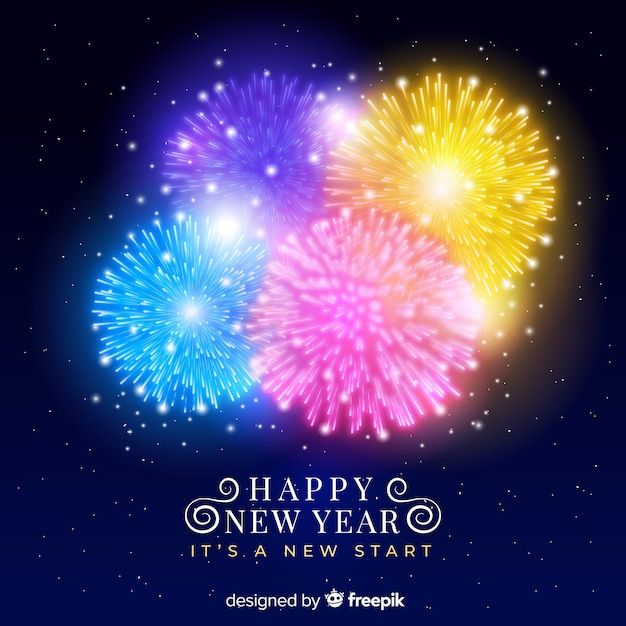 New year 2019 banner with fireworks