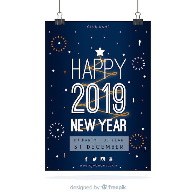 Free vector new year 2019 banner