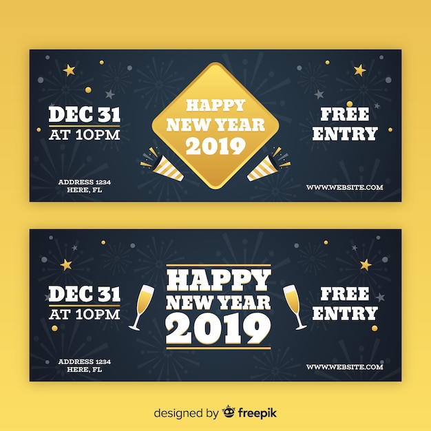 Free vector new year 2019 banners