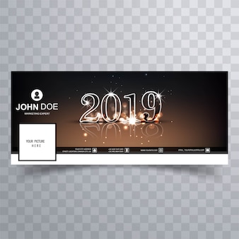 New year 2019 celebration facebook cover banner template design