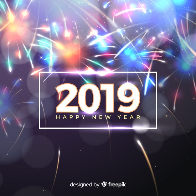 Новый год 2019 года с фейерверком