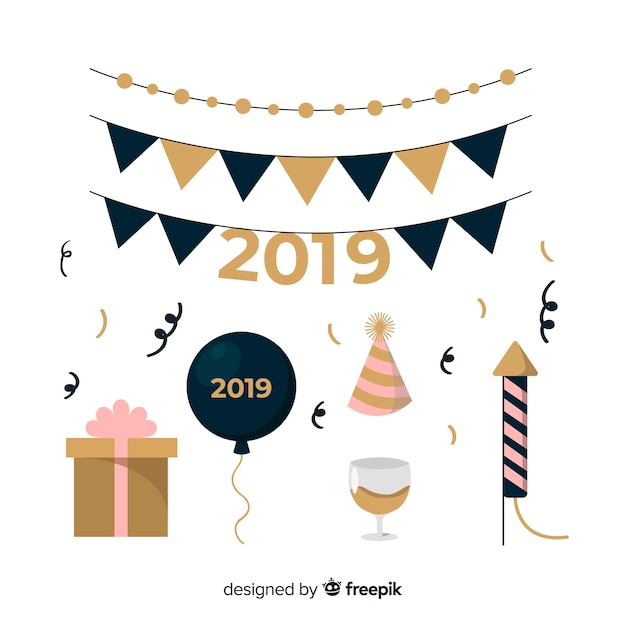 New year 2019 decoration set