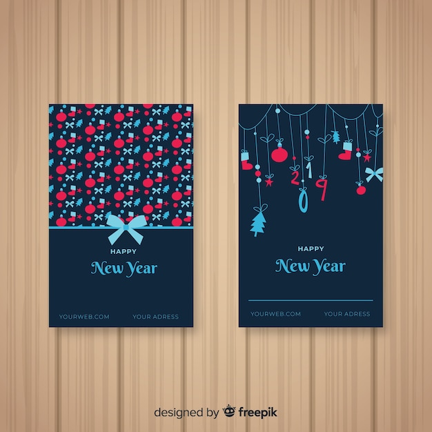 New year 2019 greeting cards set