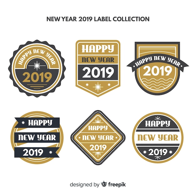 New year 2019 label collection