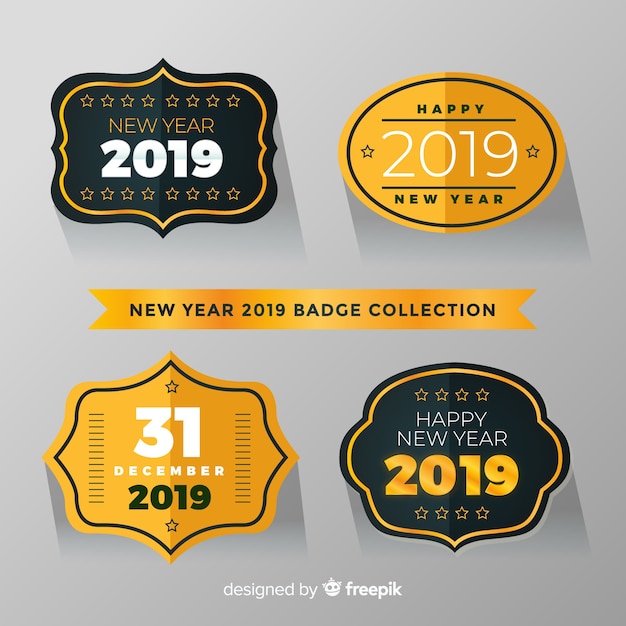 Free vector new year 2019 label collection