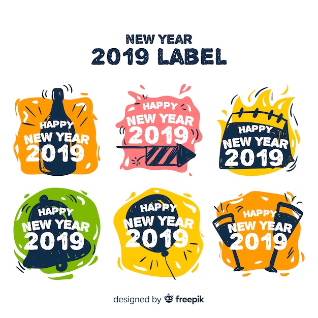 New year 2019 label collection