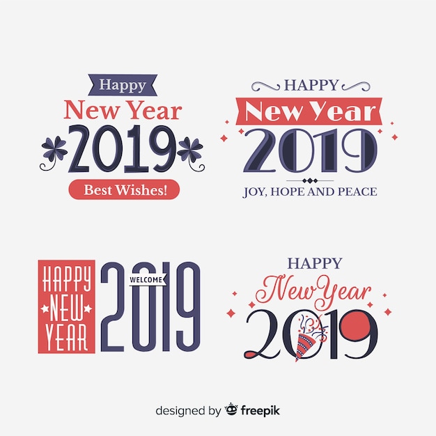 New year 2019 labels & badges collection