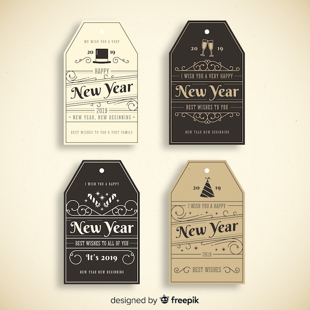 Free vector new year 2019 labels & badges collection