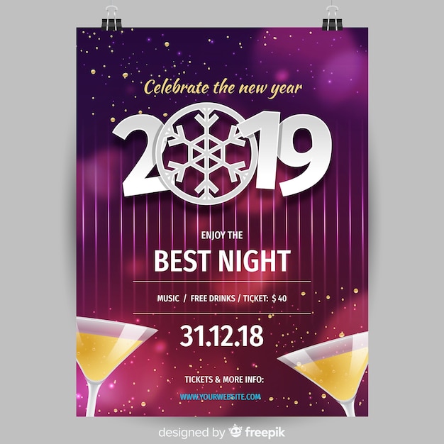 Free vector new year 2019 party banner