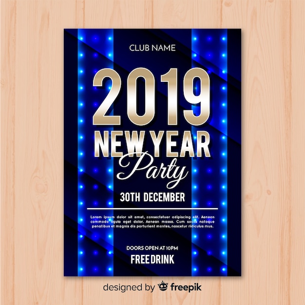 Vettore gratuito banner festa di capodanno 2019
