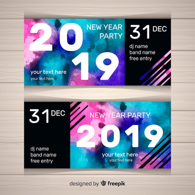 Vettore gratuito banner festa di capodanno 2019